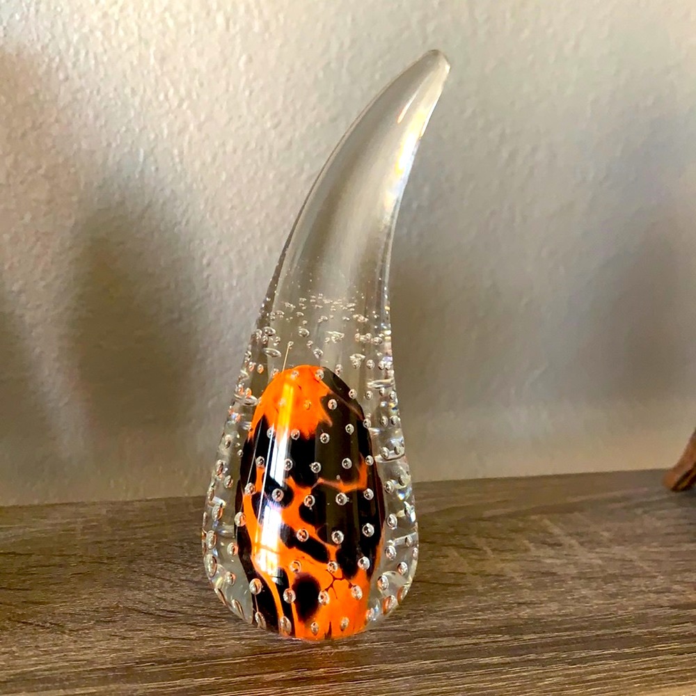 Vintage Marian Pyrcak Art Glass Sommerso Bullicante Teardrop Paperweight.